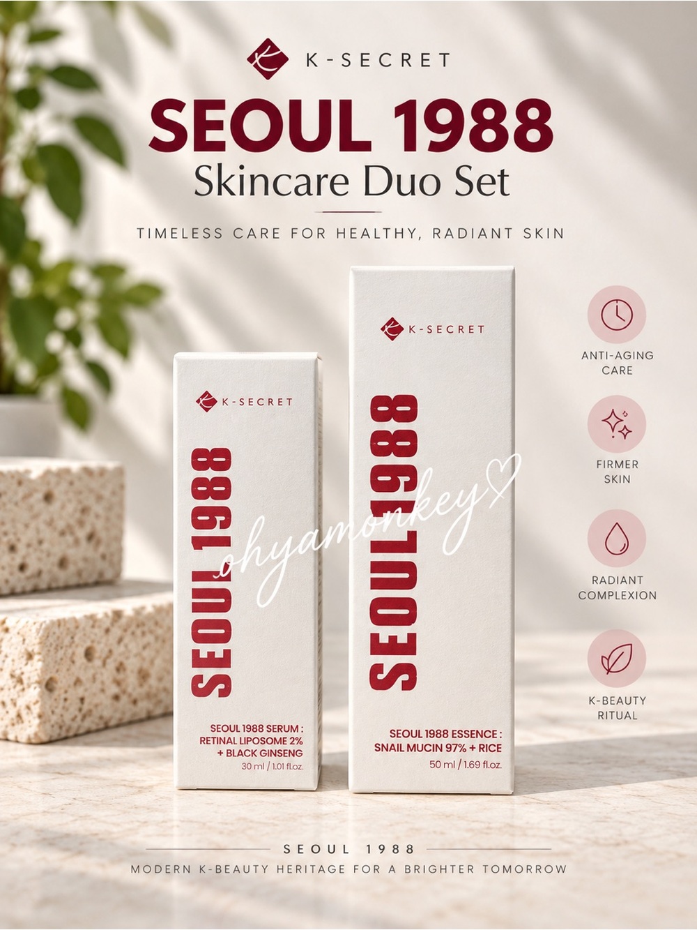 K-SECRET Seoul 1988 Skincare Serum and Essence Set